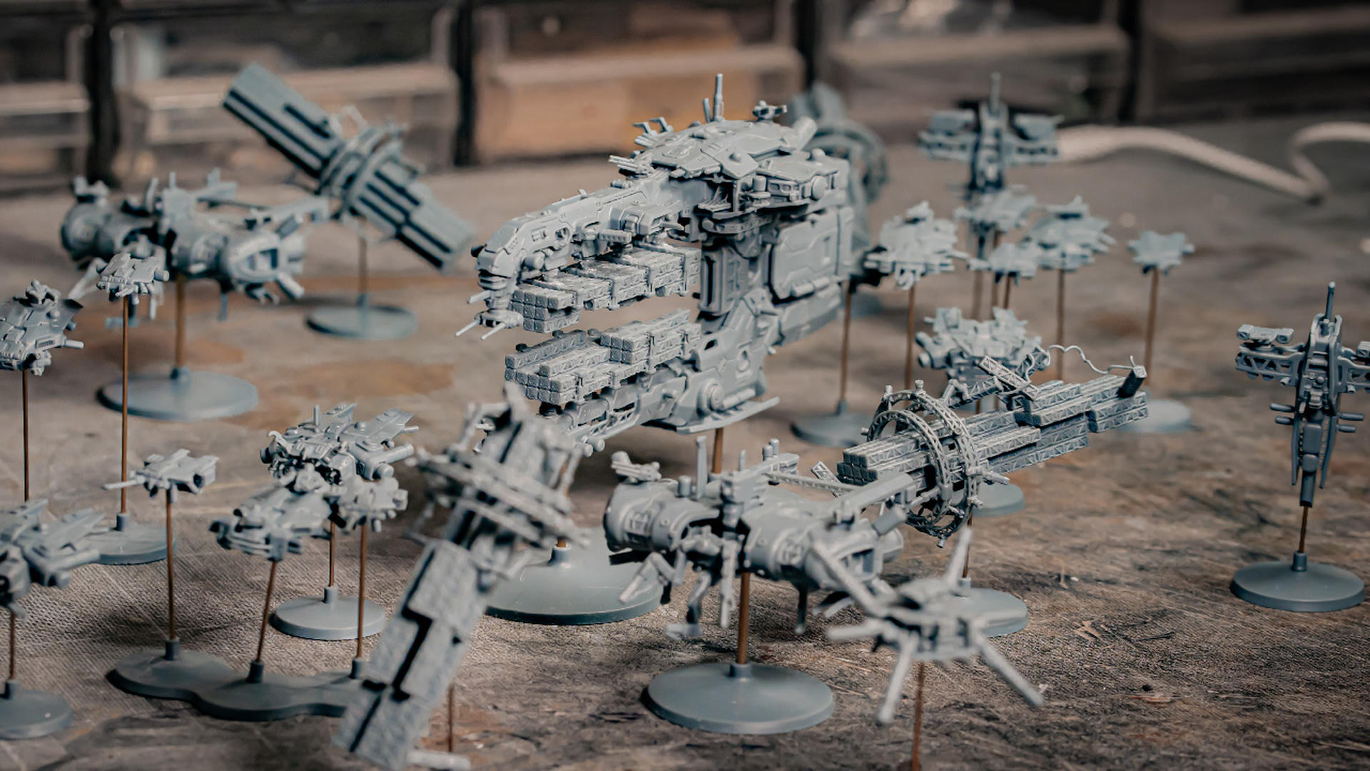 Spaceship fleets arranged for a battle
